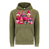 Vintage Olive Pink christmas gnomes truck Vintage Hoodie - NancyCooperArtShop