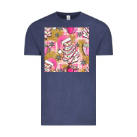 Vintage Denim christmas cake and pink mug seamless pattern bbs Vintage Tee - BundleAndBundleShop