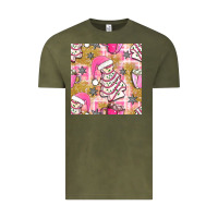 Vintage Olive christmas cake and pink mug seamless pattern bbs Vintage Tee - BundleAndBundleShop