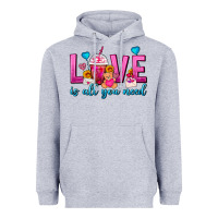 Heather Grey Love Is All You Need Valentines Day Frappe Coffee Heavyweight Hoodie - FaDigitalArtStudio