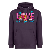 Plum Love Is All You Need Valentines Day Frappe Coffee Heavyweight Hoodie - FaDigitalArtStudio