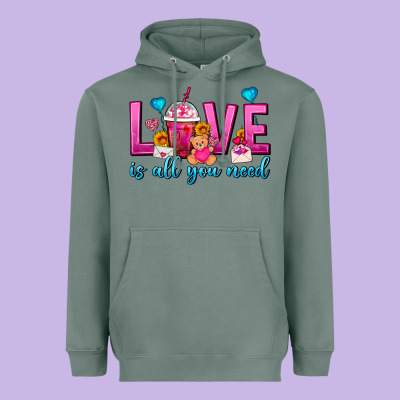 Love Is All You Need Valentines Day Frappe Coffee Heavyweight Hoodie Designed By Fadigitalartstudio