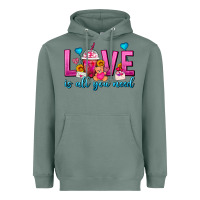 Sage Love Is All You Need Valentines Day Frappe Coffee Heavyweight Hoodie - FaDigitalArtStudio