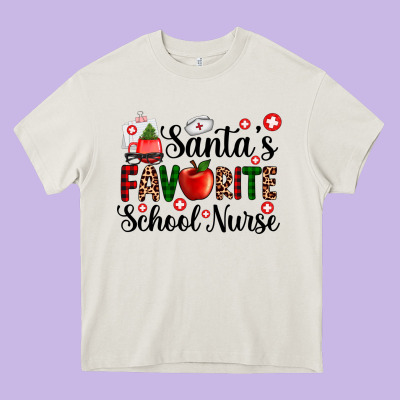 Santa's Favorite  School Nurse Heavy Core Tee Designed By Adodesignshop