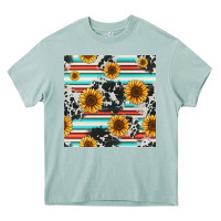 Serape Cowhide Sunflowers Seamless Pattern 12inch Heavy Core Tee | Teevron