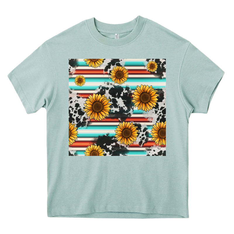 Serape Cowhide Sunflowers Seamless Pattern 12inch Heavy Core Tee by Jasminsmagicworld | Teevron