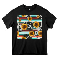 Black serape cowhide sunflowers seamless pattern 12inch Heavy Core Tee - Jasminsmagicworld