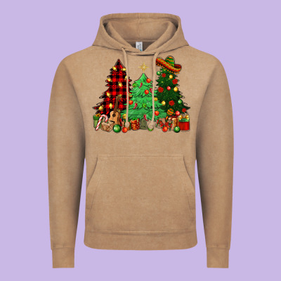 Mexican Christmas Trees Vintage Hoodie Designed By Nancycooperartshop