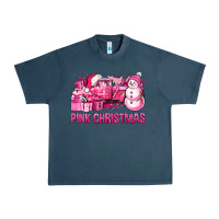 Midnight Navy Pink Christmas Truck Urban Heavy Tee - BundleAndBundleShop