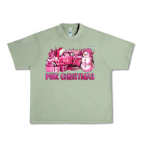 Oil Green Pink Christmas Truck Urban Heavy Tee - BundleAndBundleShop