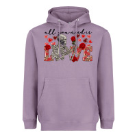 Lavender Skeleton all you need is love Heavyweight Hoodie - FaDigitalArtStudio