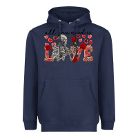Navy Skeleton all you need is love Heavyweight Hoodie - FaDigitalArtStudio