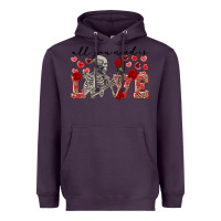 Plum Skeleton all you need is love Heavyweight Hoodie - FaDigitalArtStudio