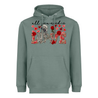 Sage Skeleton all you need is love Heavyweight Hoodie - FaDigitalArtStudio