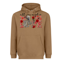 Skeleton All You Need Is Love Heavyweight Hoodie | Teevron