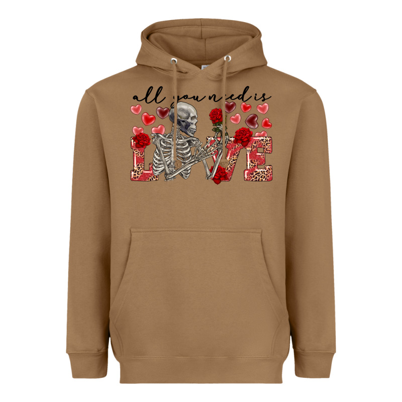 Skeleton All You Need Is Love Heavyweight Hoodie by FaDigitalArtStudio | Teevron