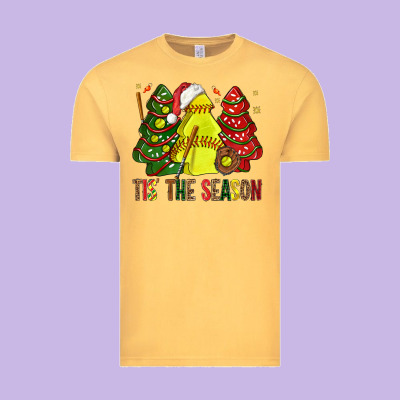 Tis' The Season Softball Christmas Cakes Bbs Vintage Tee Designed By Bundleandbundleshop