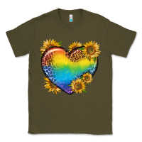 Army Green Pride Heart And Sunflower Classic Tee - BundleAndBundleShop