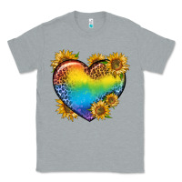 Heather Grey Pride Heart And Sunflower Classic Tee - BundleAndBundleShop