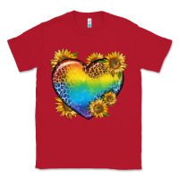 Red Pride Heart And Sunflower Classic Tee - BundleAndBundleShop