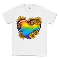 White Pride Heart And Sunflower Classic Tee - BundleAndBundleShop