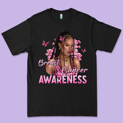 Breast Cancer Awareness Afro Woman Premium Tee Designed By Nancycooperartshop