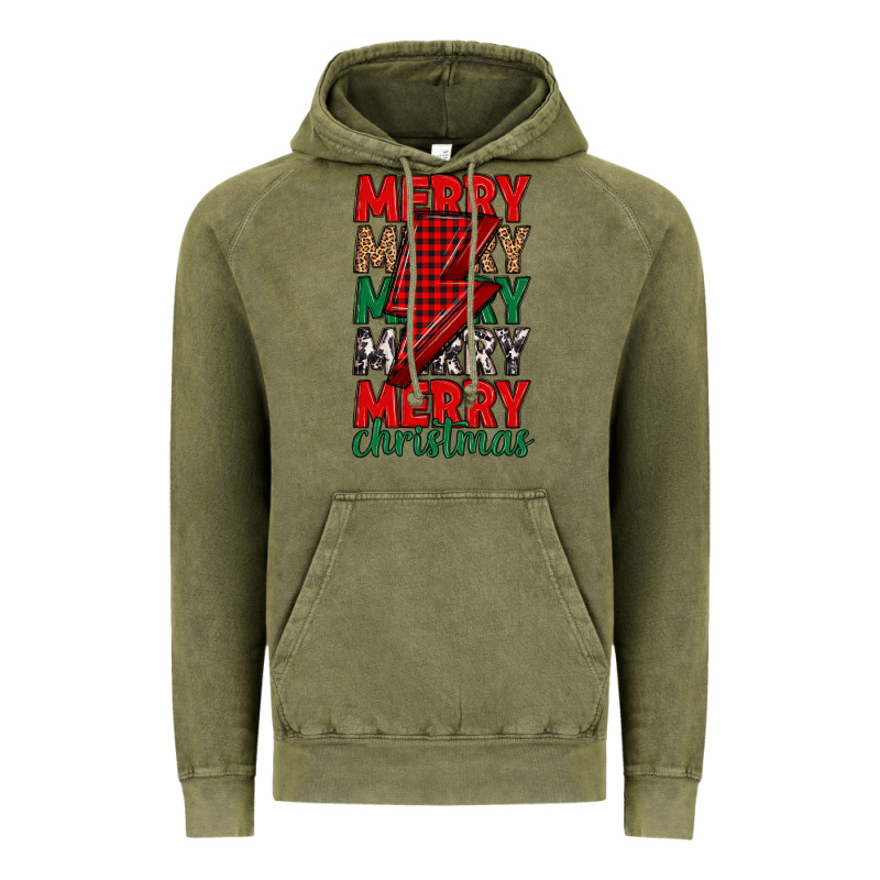 Merry Christmas Lightning Bolt Vintage Hoodie by MaliasSmallBusiness | Teevron