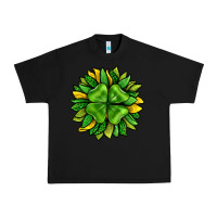 Black St. Patricks Sunflower With Clover Urban Heavy Tee - BundleAndBundleShop