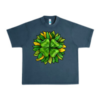 Midnight Navy St. Patricks Sunflower With Clover Urban Heavy Tee - BundleAndBundleShop