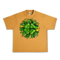 Peanut Butter St. Patricks Sunflower With Clover Urban Heavy Tee - BundleAndBundleShop