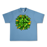 Pebble Blue St. Patricks Sunflower With Clover Urban Heavy Tee - BundleAndBundleShop