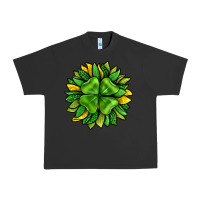 Pigment Black St. Patricks Sunflower With Clover Urban Heavy Tee - BundleAndBundleShop