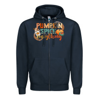 Navy pumpkin spice everything Zipper Hoodie - CowGirlArtShop