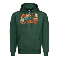 Sports Green pumpkin spice everything Zipper Hoodie - CowGirlArtShop