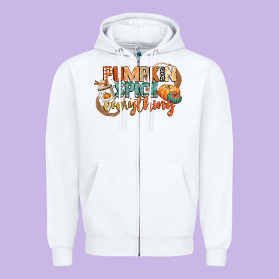 Pumpkin Spice Everything Zipper Hoodie Designed By Cowgirlartshop