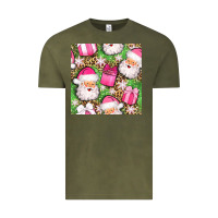 Vintage Olive christmas santa claus and gift box seamless pattern bbs Vintage Tee - BundleAndBundleShop