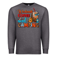 Charcoal Heather weekends coffee and camping frappe coffee Premium Sweatshirt - FaDigitalArtStudio