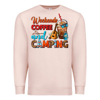 Pale Pink weekends coffee and camping frappe coffee Premium Sweatshirt - FaDigitalArtStudio