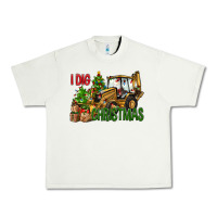 Pistachio I Dig Christmas Backhoe Loader Urban Heavy Tee - BundleAndBundleShop