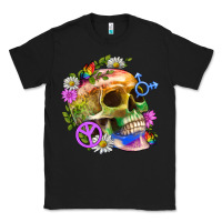 Black Pride Skull And Transgender Symbol With Peace Classic Tee - BundleAndBundleShop