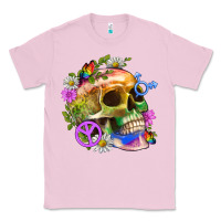 Bubblegum Pink Pride Skull And Transgender Symbol With Peace Classic Tee - BundleAndBundleShop
