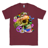 Burgundy Pride Skull And Transgender Symbol With Peace Classic Tee - BundleAndBundleShop