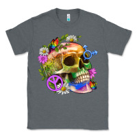 Charcoal Heather Pride Skull And Transgender Symbol With Peace Classic Tee - BundleAndBundleShop