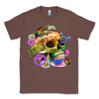 Chestnut Pride Skull And Transgender Symbol With Peace Classic Tee - BundleAndBundleShop