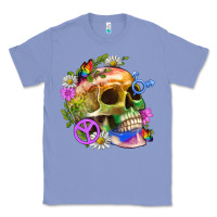 Colony Blue Pride Skull And Transgender Symbol With Peace Classic Tee - BundleAndBundleShop