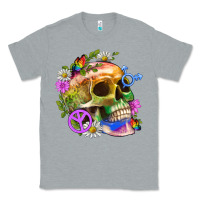 Heather Grey Pride Skull And Transgender Symbol With Peace Classic Tee - BundleAndBundleShop