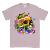 Lilac Pride Skull And Transgender Symbol With Peace Classic Tee - BundleAndBundleShop