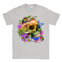 Moon Dust Pride Skull And Transgender Symbol With Peace Classic Tee - BundleAndBundleShop