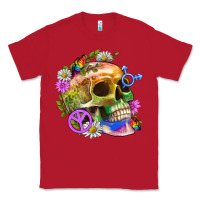 Red Pride Skull And Transgender Symbol With Peace Classic Tee - BundleAndBundleShop