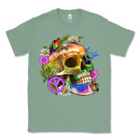Sage Pride Skull And Transgender Symbol With Peace Classic Tee - BundleAndBundleShop